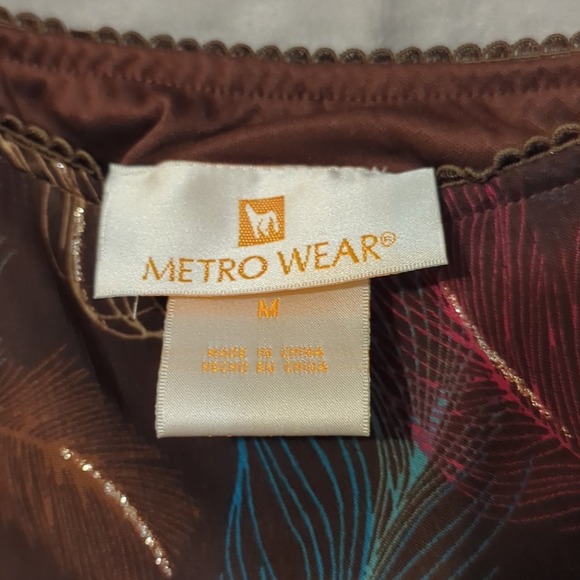 Metro Wear Midi Swing Skirt Womens M Brown Feather Romantic Fairy Print Vtg Y2K - Picture 5 of 8